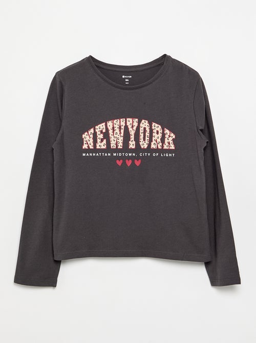 T-shirt met lange mouwen en print - Kiabi
