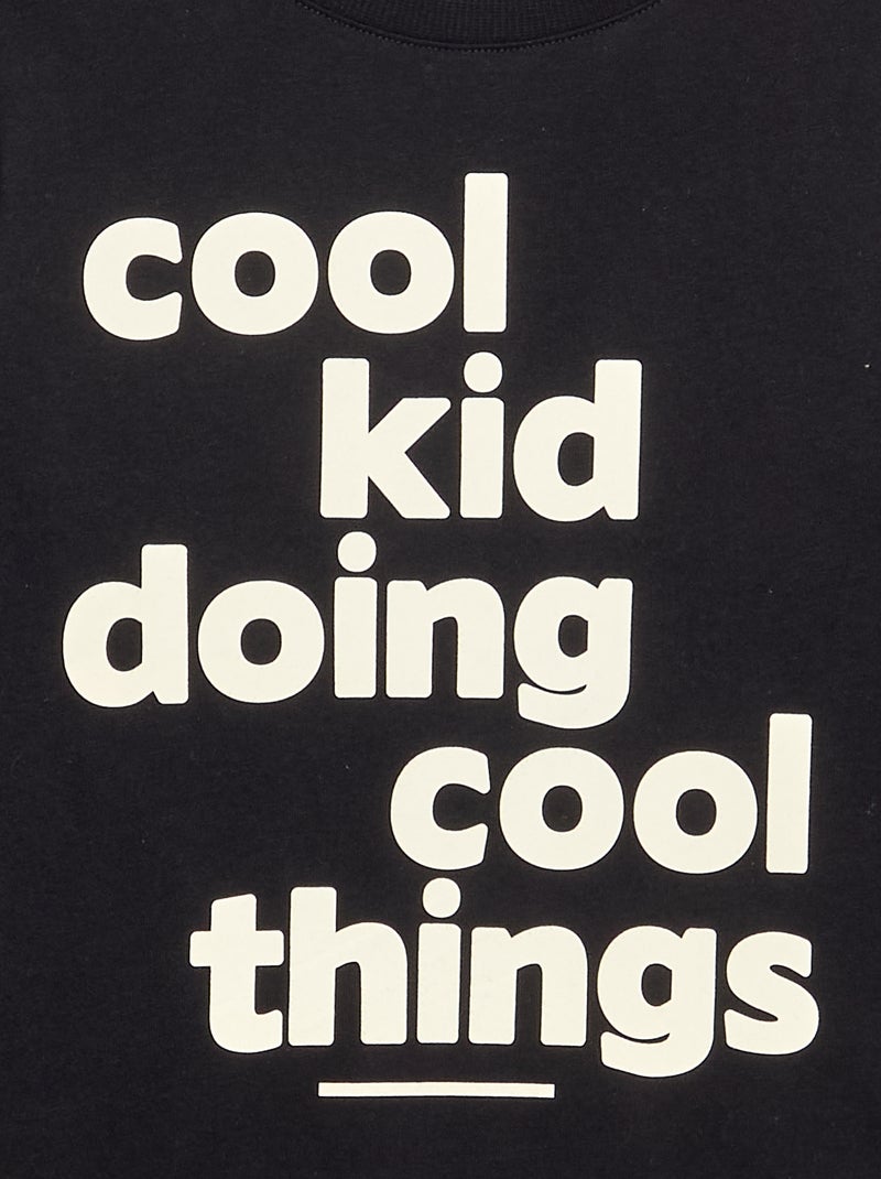 T-shirt met lange mouwen en print Zwart - Kiabi