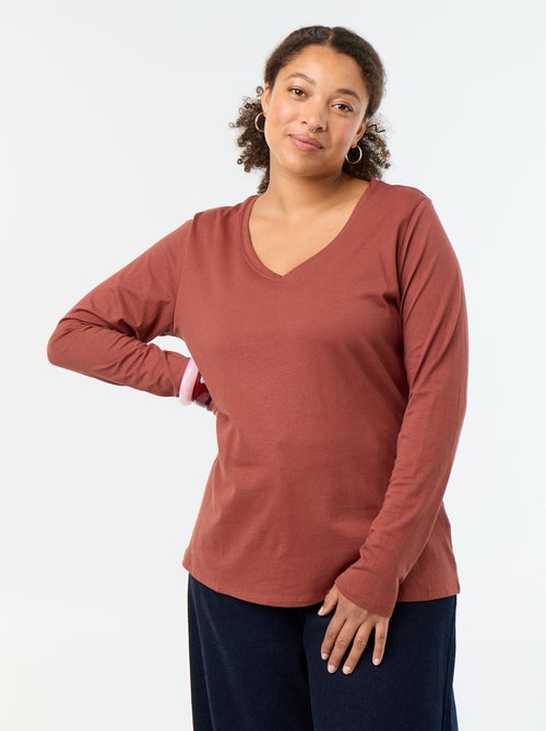 T-shirt met lange mouwen en ronde hals - Kiabi