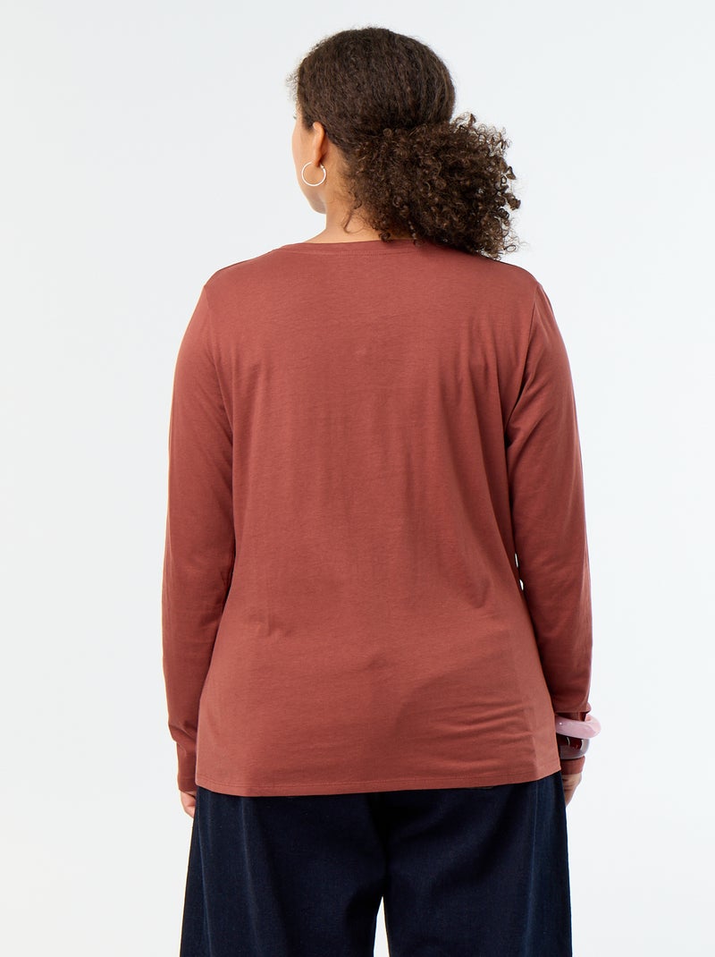 T-shirt met lange mouwen en ronde hals Bruin - Kiabi