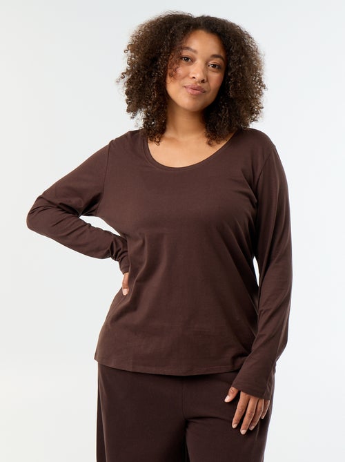 T-shirt met lange mouwen en ronde hals - Kiabi