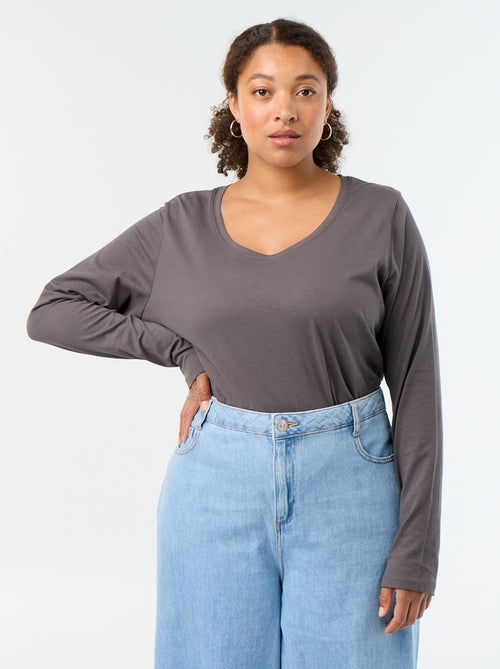 T-shirt met lange mouwen en ronde hals - Kiabi