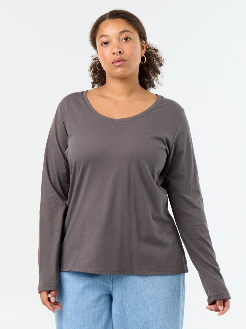 T-shirt met lange mouwen en ronde hals Grijs - Kiabi