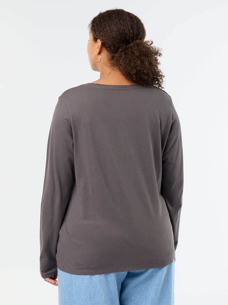 T-shirt met lange mouwen en ronde hals Grijs - Kiabi