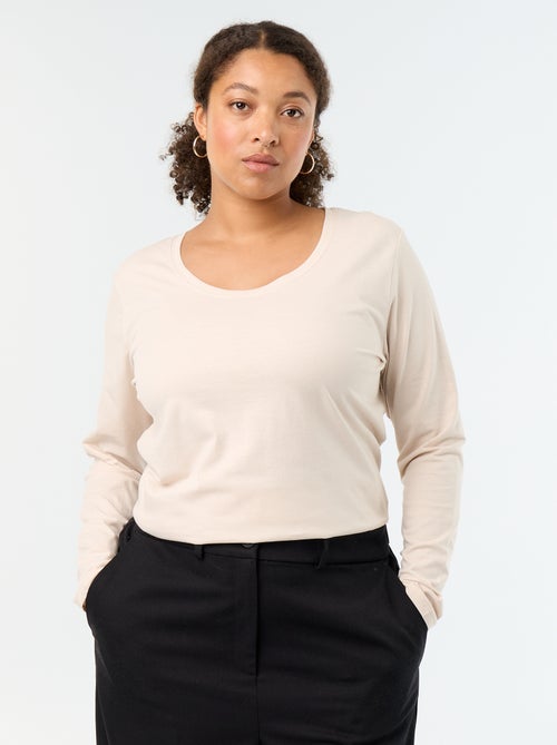 T-shirt met lange mouwen en ronde hals - Kiabi