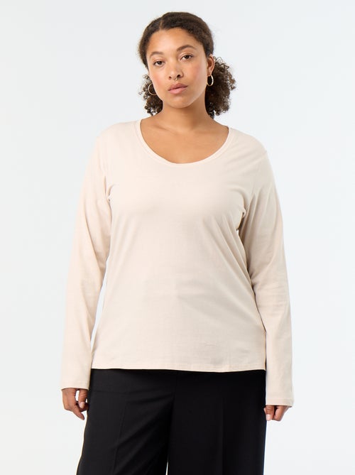 T-shirt met lange mouwen en ronde hals - Kiabi