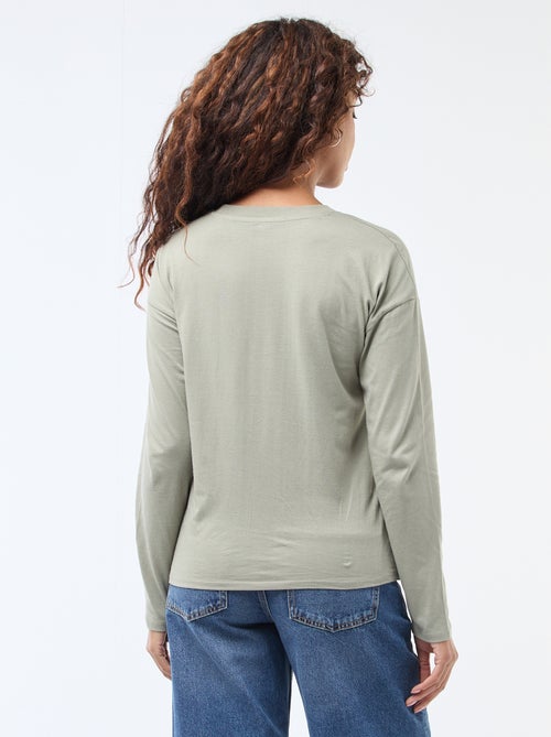 T-shirt met lange mouwen en ronde hals - Kiabi