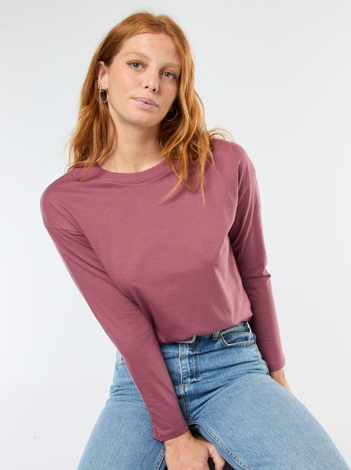 T-shirt met lange mouwen en ronde hals - Kiabi