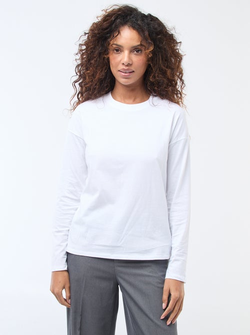 T-shirt met lange mouwen en ronde hals - Kiabi