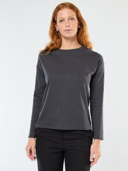 T-shirt met lange mouwen en ronde hals - Kiabi