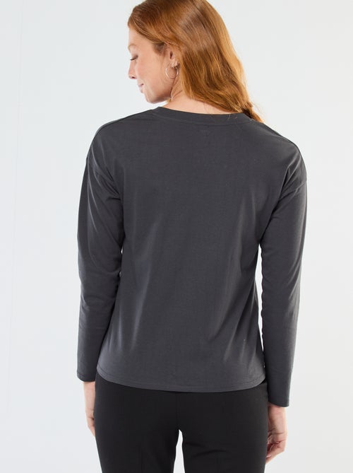 T-shirt met lange mouwen en ronde hals - Kiabi