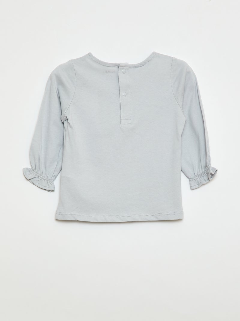 T-shirt met lange mouwen en ruches aan de mouwen Blauw - Kiabi