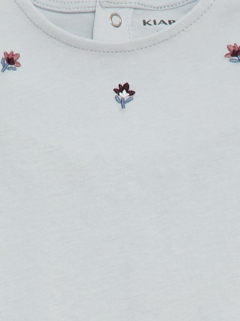 T-shirt met lange mouwen en ruches aan de mouwen Blauw - Kiabi