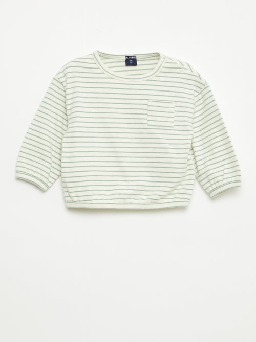T-shirt met lange mouwen en streepjesmotief - Kiabi