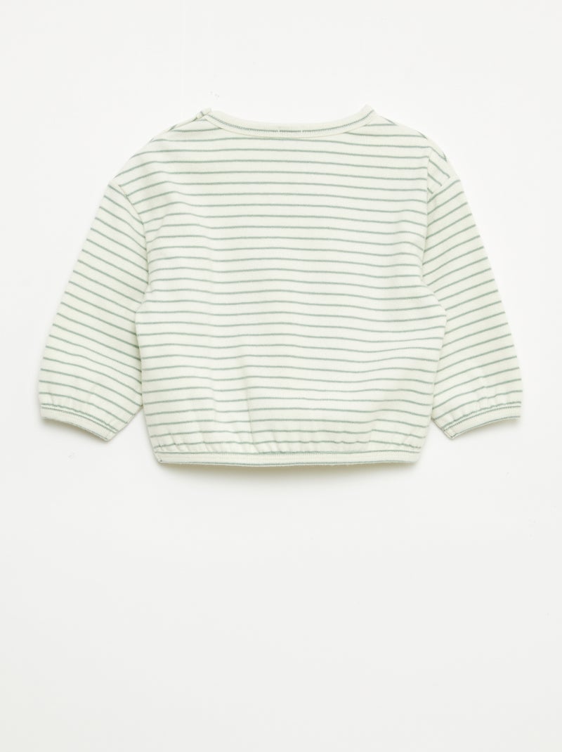 T-shirt met lange mouwen en streepjesmotief Wit - Kiabi