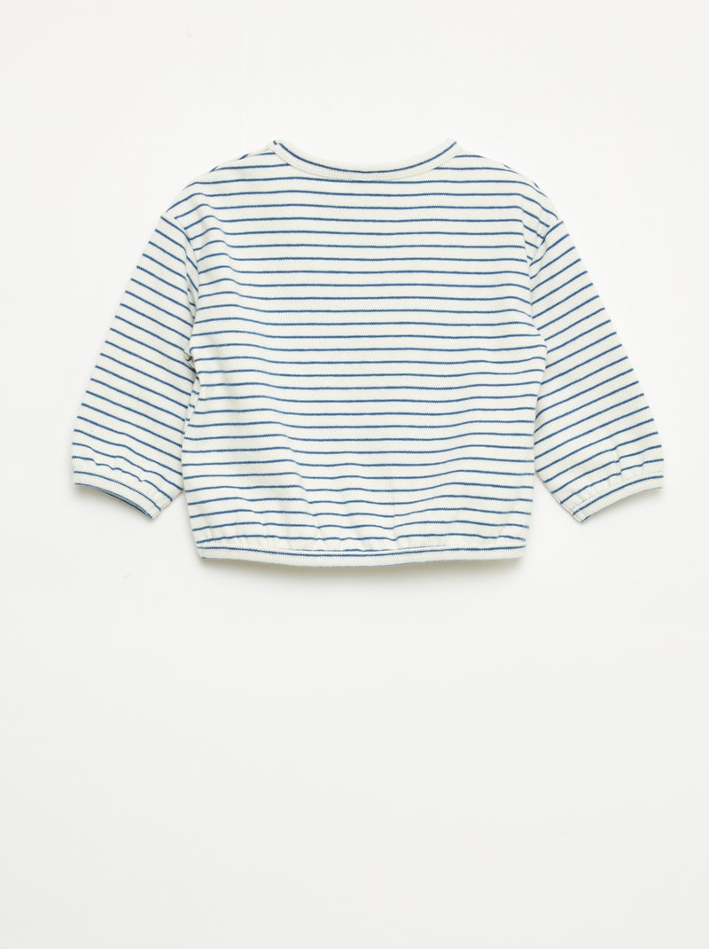 T-shirt met lange mouwen en streepjesmotief Wit - Kiabi