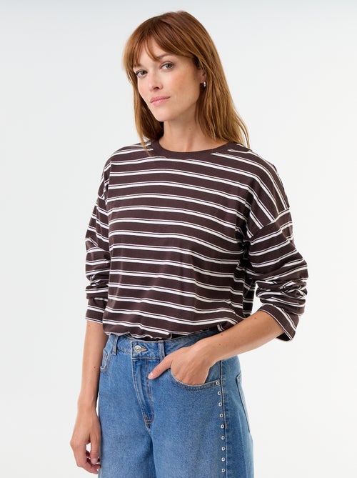 T-shirt met lange mouwen en strepen - Kiabi