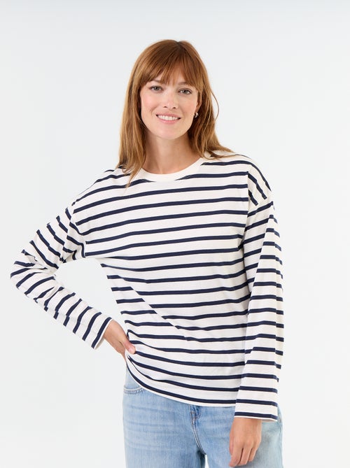 T-shirt met lange mouwen en strepen - Kiabi