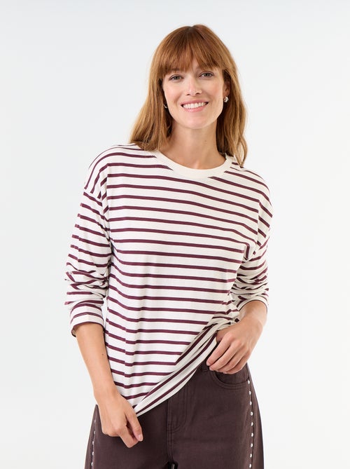 T-shirt met lange mouwen en strepen - Kiabi