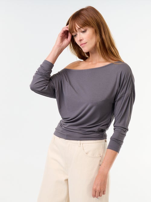 T-shirt met lange mouwen en stretch aan de zijkant - Kiabi