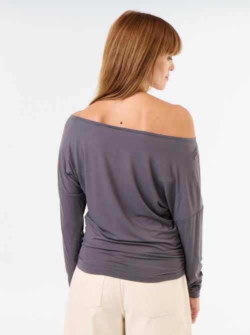T-shirt met lange mouwen en stretch aan de zijkant - Kiabi