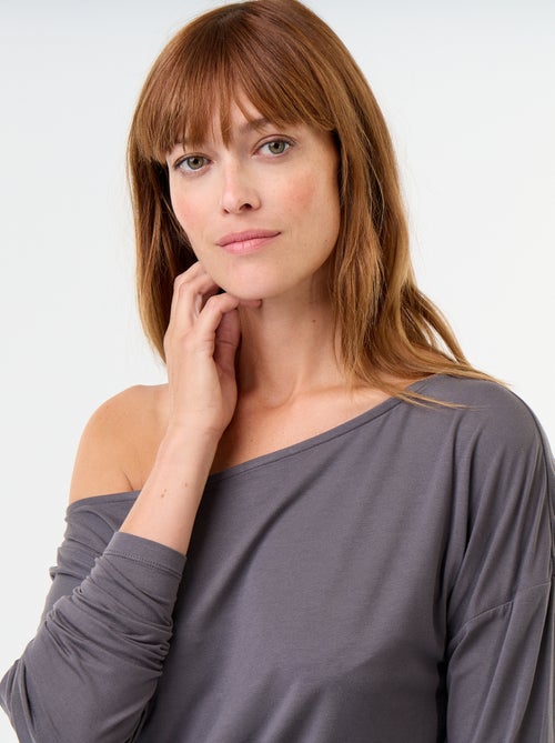 T-shirt met lange mouwen en stretch aan de zijkant - Kiabi