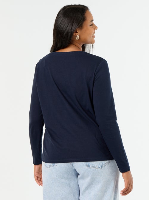 T-shirt met lange mouwen en V-hals - Kiabi