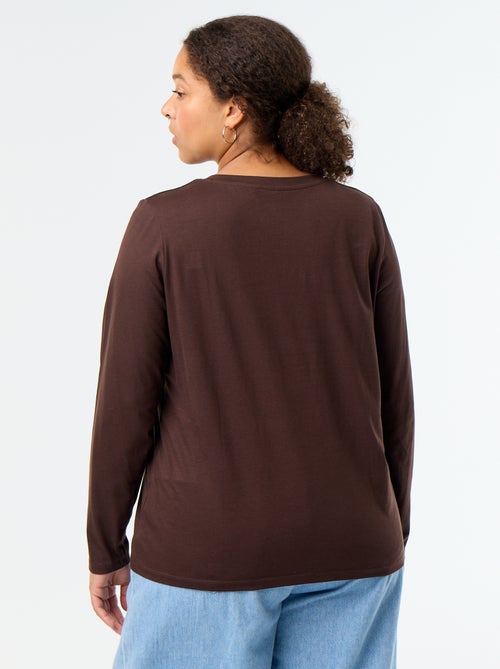 T-shirt met lange mouwen en V-hals - Kiabi
