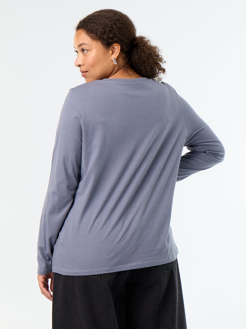 T-shirt met lange mouwen en V-hals Grijs - Kiabi