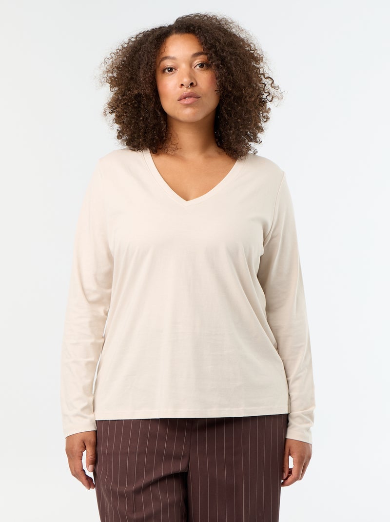 T-shirt met lange mouwen en V-hals Grijs - Kiabi