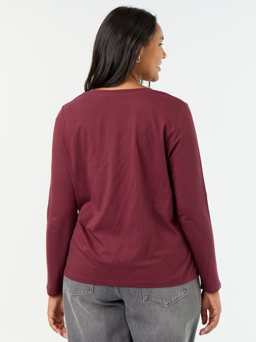 T-shirt met lange mouwen en V-hals - Kiabi