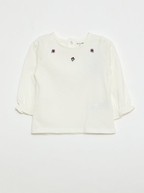 T-shirt met lange mouwen en volants aan de mouwboorden - Kiabi