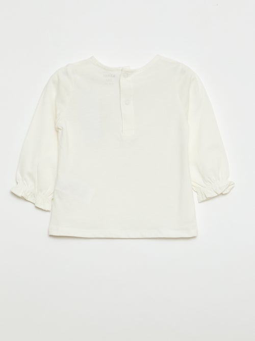 T-shirt met lange mouwen en volants aan de mouwboorden - Kiabi