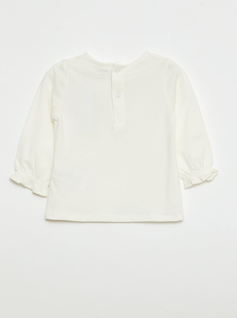 T-shirt met lange mouwen en volants aan de mouwboorden Wit - Kiabi