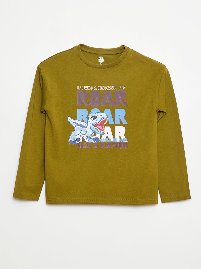 T-shirt met lange mouwen 'Jurassic World' Kaki - Kiabi