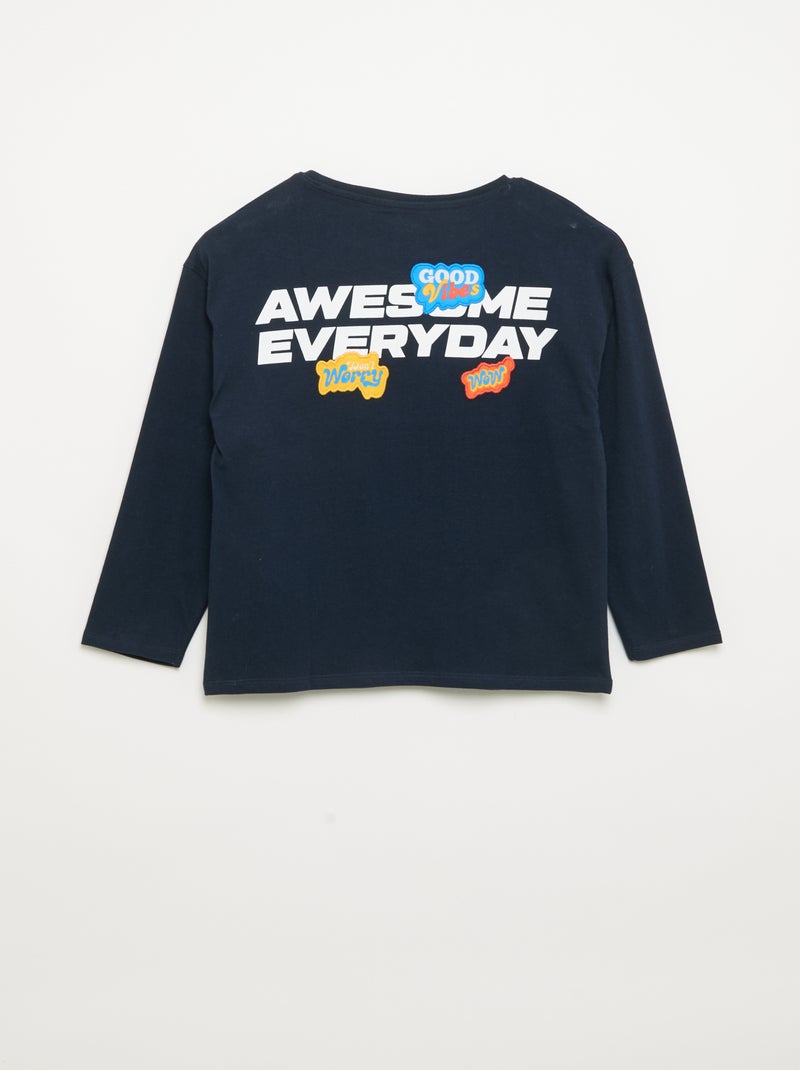 T-shirt met lange mouwen Marineblauw - Kiabi