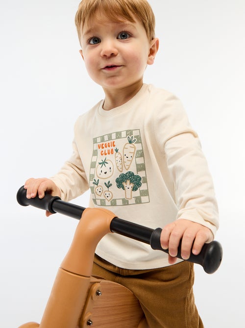 T-shirt met lange mouwen, print en borduursel - Kiabi