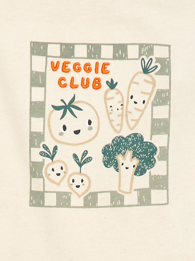 T-shirt met lange mouwen, print en borduursel Wit - Kiabi