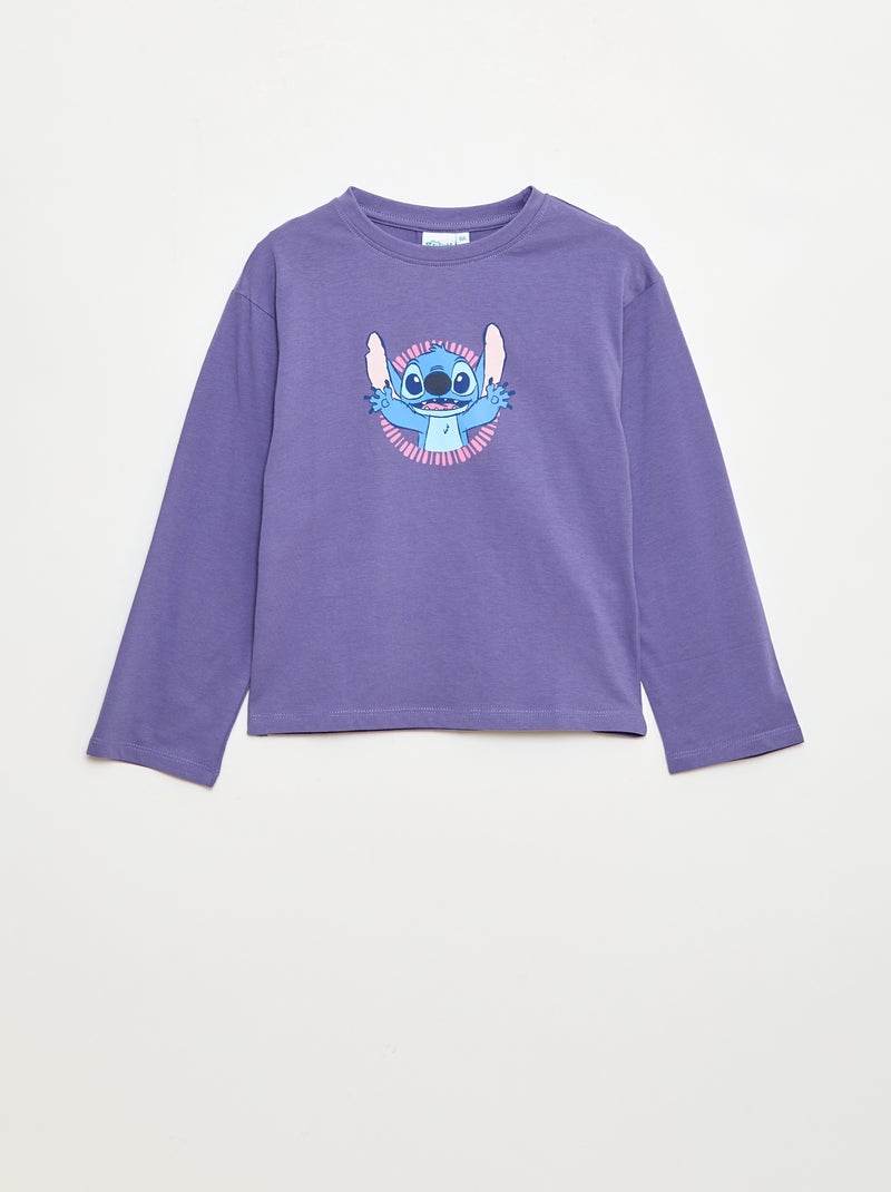 T-shirt met lange mouwen 'Stitch' 'Disney' paars - Kiabi