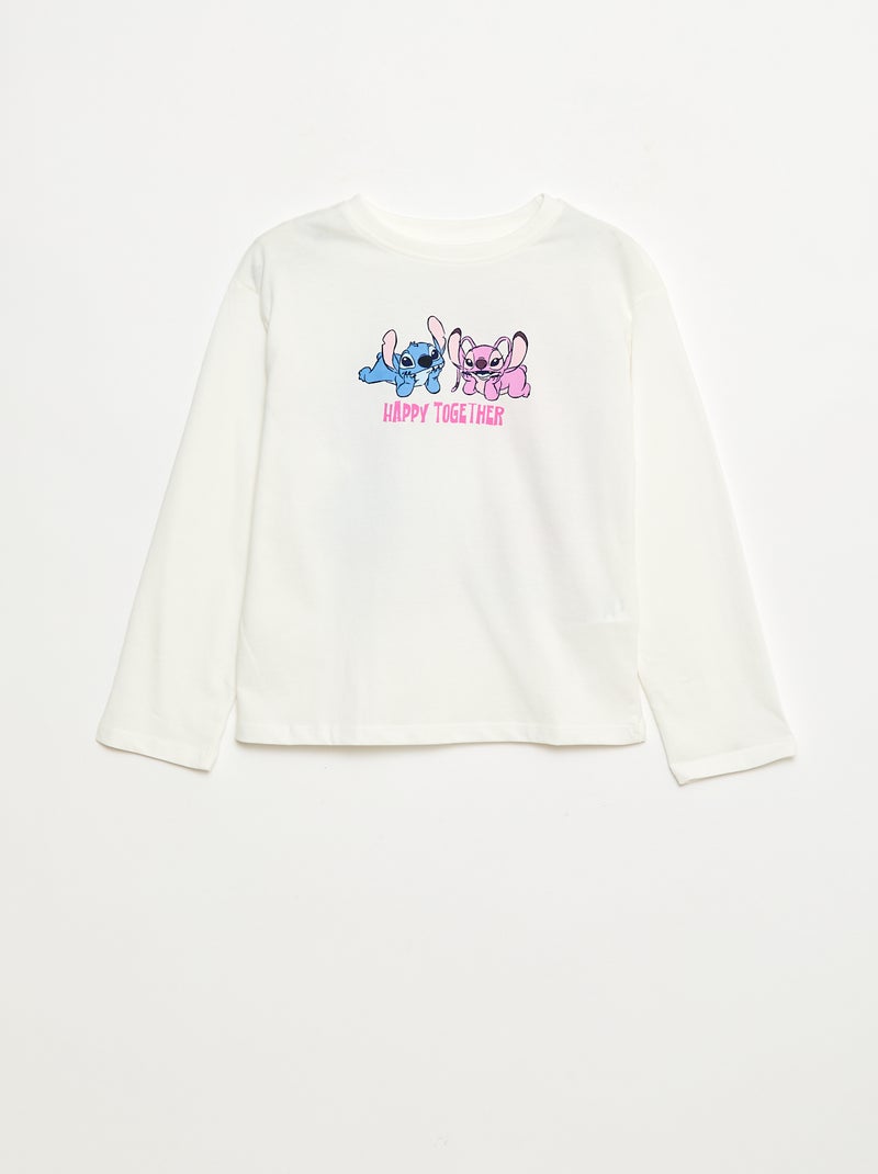 T-shirt met lange mouwen 'Stitch' 'Disney' wit - Kiabi