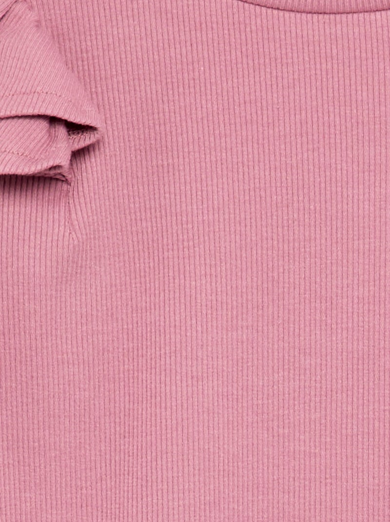 T-shirt met lange mouwen van geribde stof Rose - Kiabi
