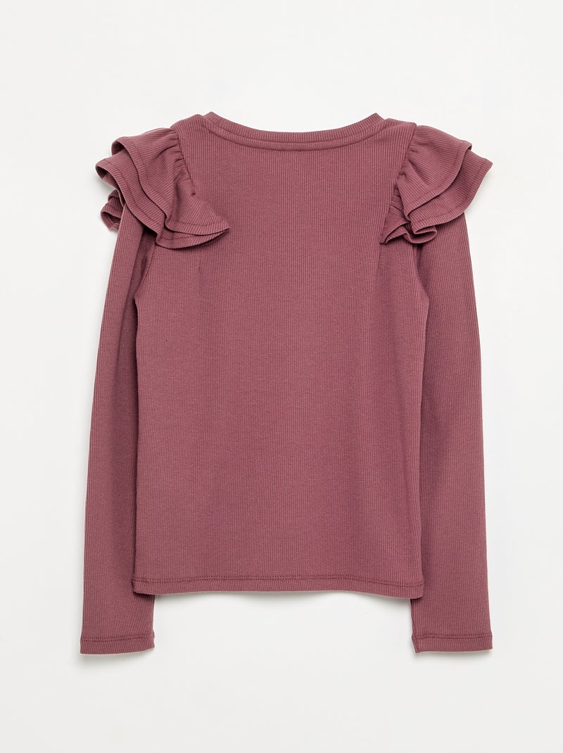 T-shirt met lange mouwen van geribde stof Rose - Kiabi