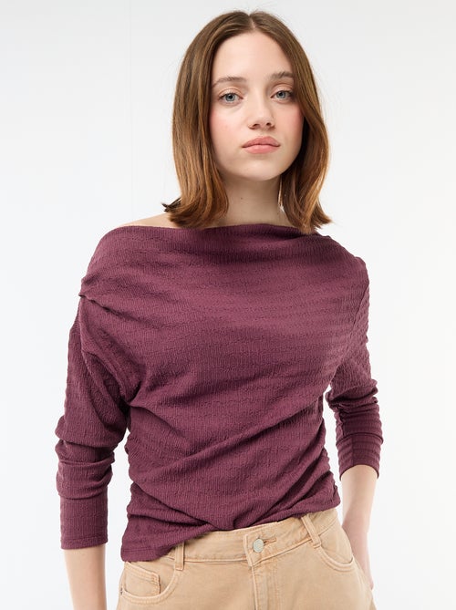 T-shirt met lange mouwen van gewafelde stof - Kiabi