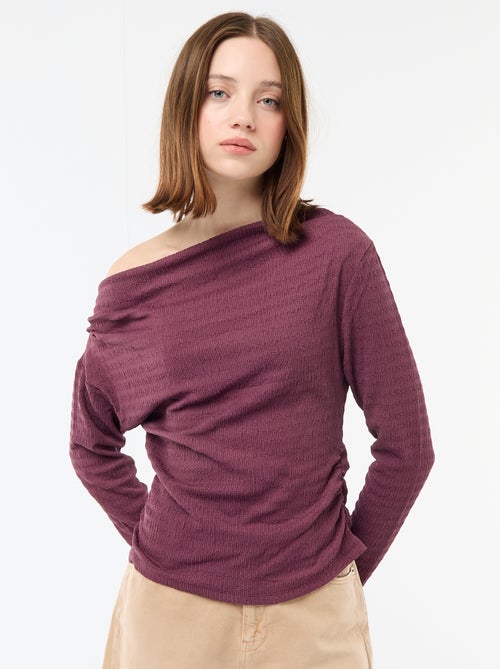T-shirt met lange mouwen van gewafelde stof - Kiabi
