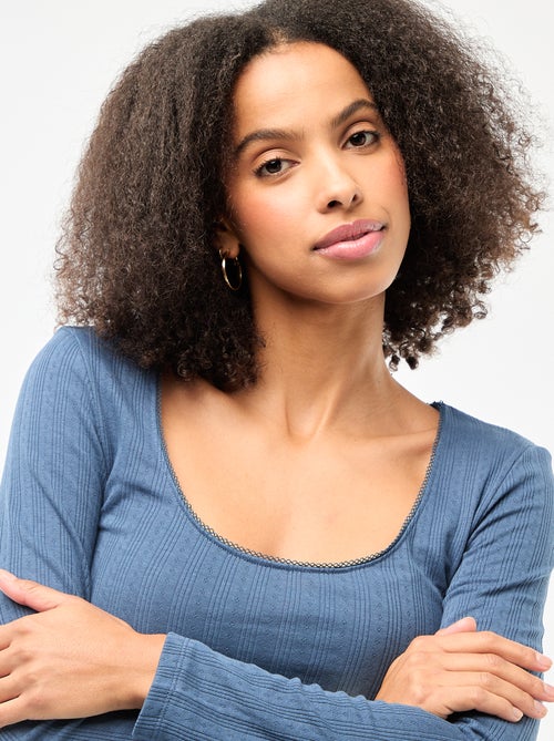 T-shirt met lange mouwen van pointelletricot - Kiabi