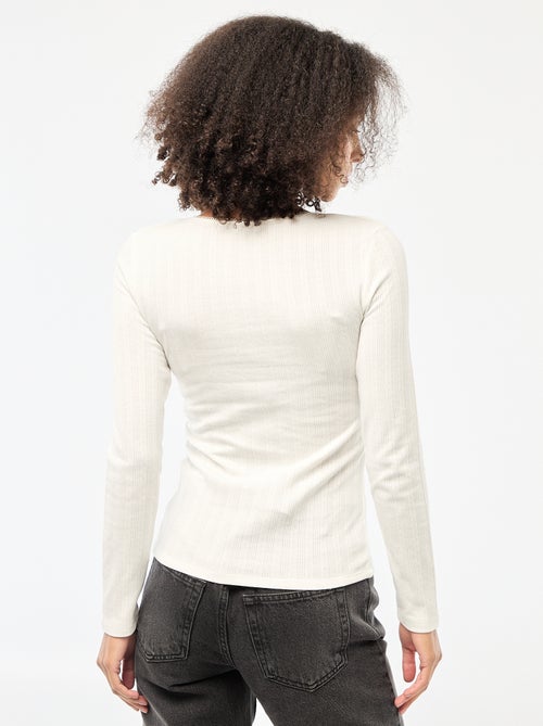T-shirt met lange mouwen van pointelletricot - Kiabi