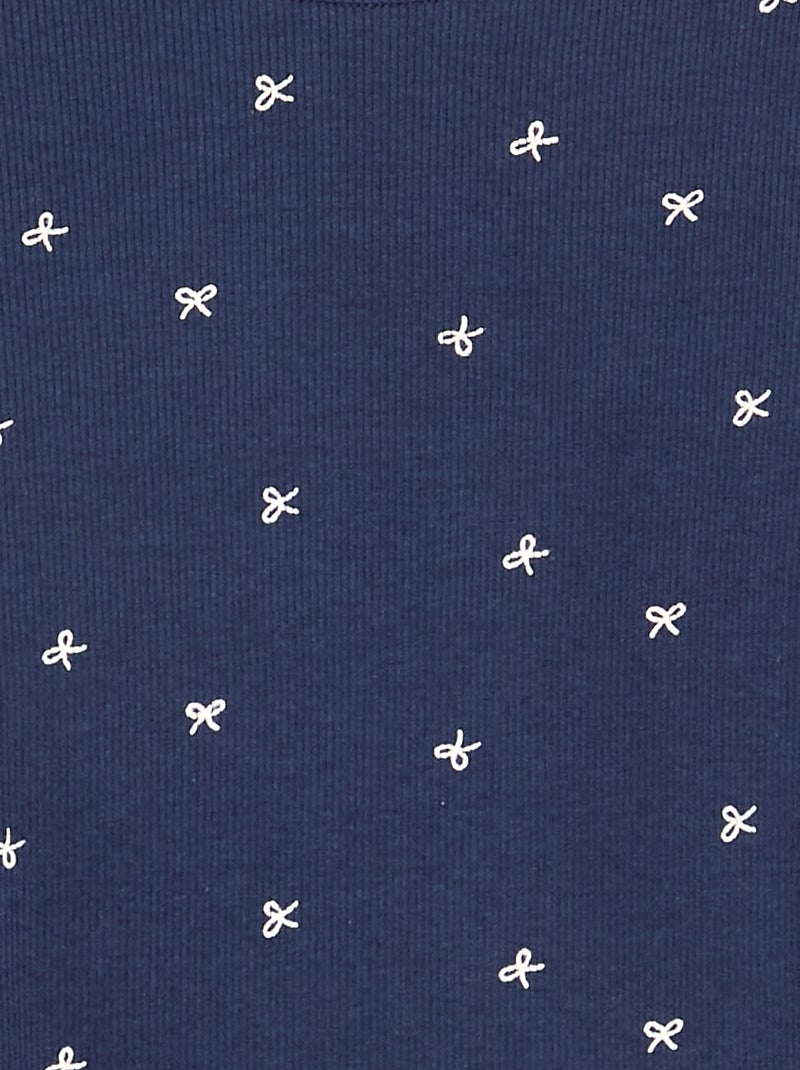 T-shirt met lange mouwen van ribgebreide stof Blauw - Kiabi