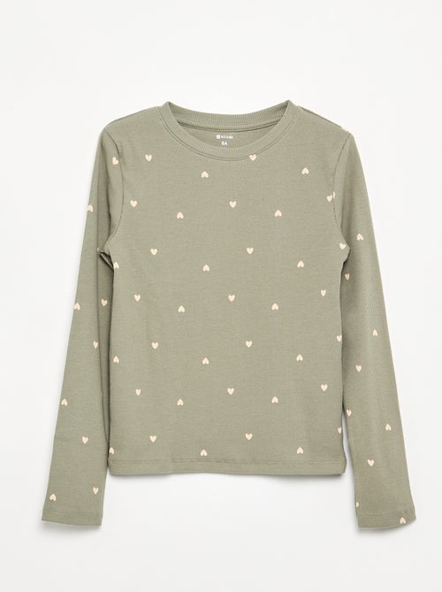 T-shirt met lange mouwen van ribgebreide stof - Kiabi