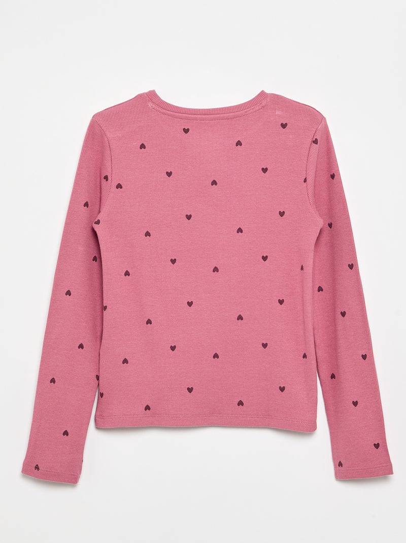 T-shirt met lange mouwen van ribgebreide stof Rose - Kiabi