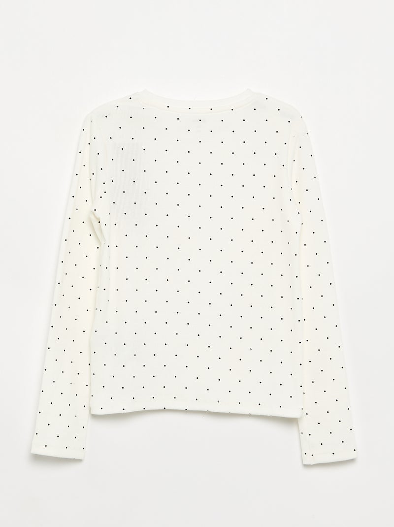 T-shirt met lange mouwen van ribgebreide stof Wit - Kiabi